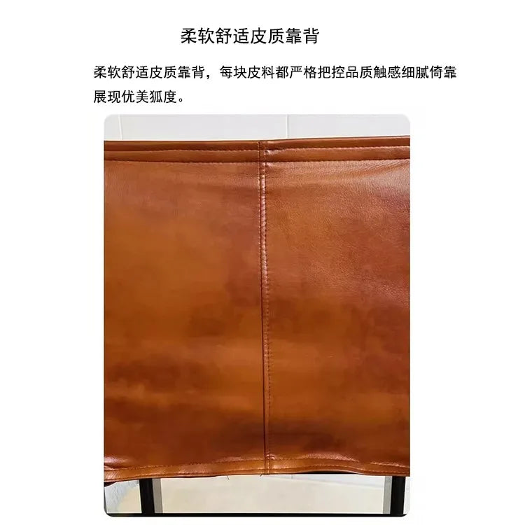 Medieval monk chair home solid wood dining chair designer homestay industrial wind wabi-Sabi oil wax leather back