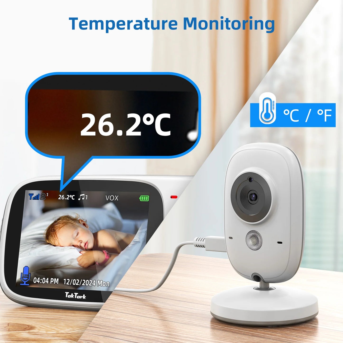 3.2 inch Wireless Video Color Baby Monitor High Resolution Baby Nanny Security Camera  Night Vision Temperature Monitoring