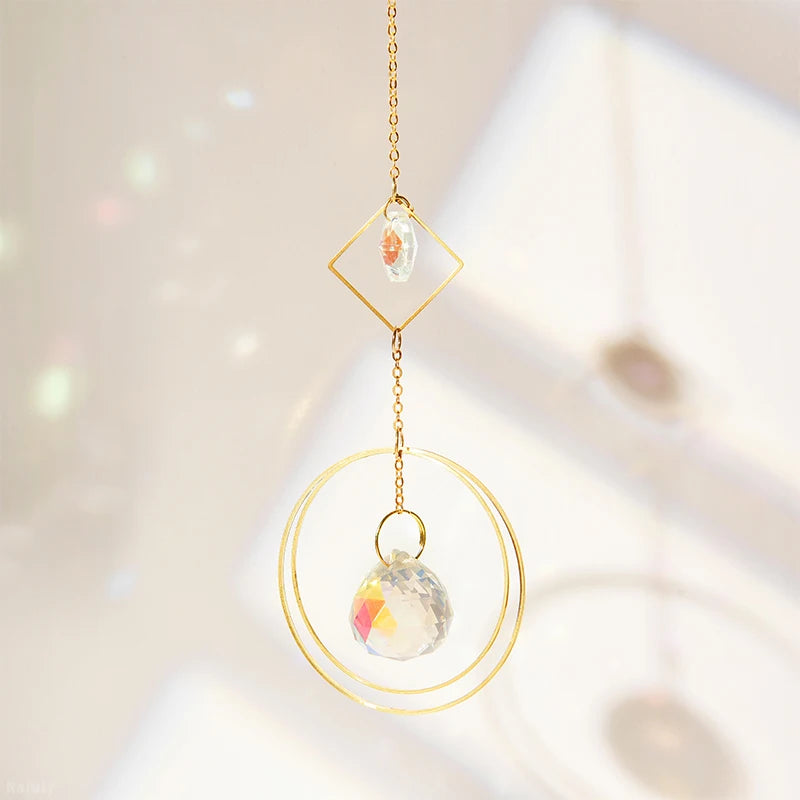 Colgante de cristal para jardín, atrapasol, campanillas de viento, prisma arcoíris, cadena de cristal para ventana, campana colgante, árbol de Navidad, decoración del hogar