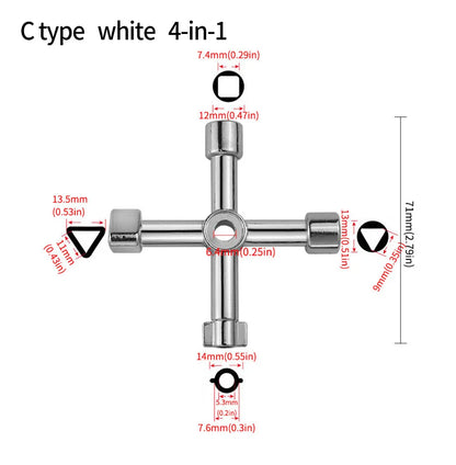 Electric control cabinet car elevator cross key wrench water meter valve key internal triangle wrench multi-purpose tool