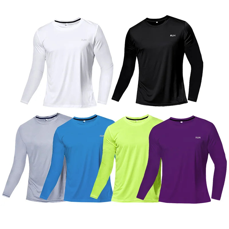 Long and Short-Sleeved T-Shirt Fitness Sports Tops Morning Running Ice Silk Quick Dry Outdoor Mountaineering Gym Clothing Men