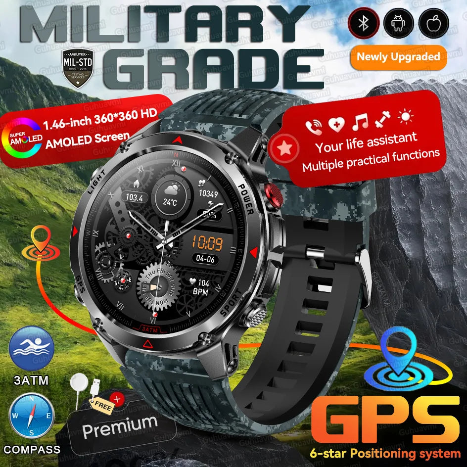 Forerunner 570 GPS Smart Watch 3ATM Waterproof  AMOLED Screen MULTI-BAND GNSS Compass Altimeter Flashlight Sports Smartwatch Men