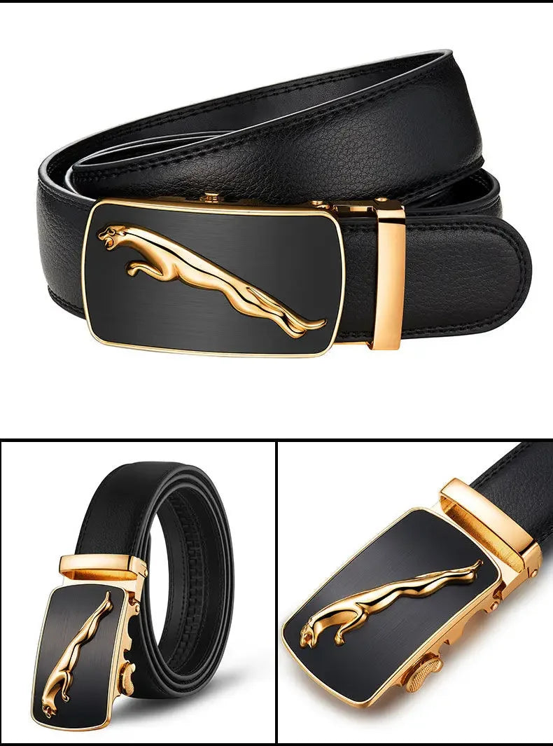 Men's Leather Belt Buckle Single Knot Casual Cross-border Style 4.0 Automatic Width 3.5cm