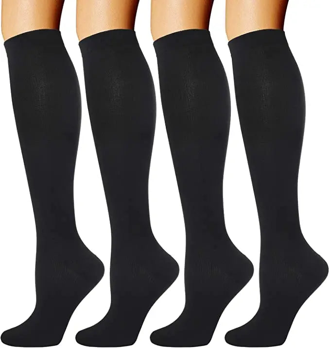 4 Pairs/Pack Compression Socks High Sports Socks for Women Men Running Hiking Edema Diabetes Varicose Veins Socks 20-30mmHg