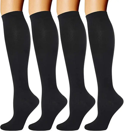 4 Pairs/Pack Compression Socks High Sports Socks for Women Men Running Hiking Edema Diabetes Varicose Veins Socks 20-30mmHg