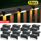 16 PCs Solar Outdoor Deck Lights Commercial Street LED Step Lights suitable for balconies terraces stairs fences lanes paths