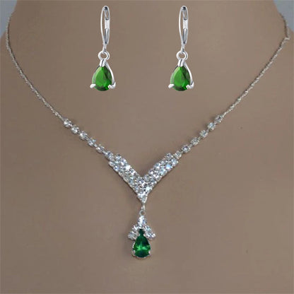 Collar de mujer con incrustaciones de circonita y gotas de agua de colores azul, verde y rojo, accesorios de moda