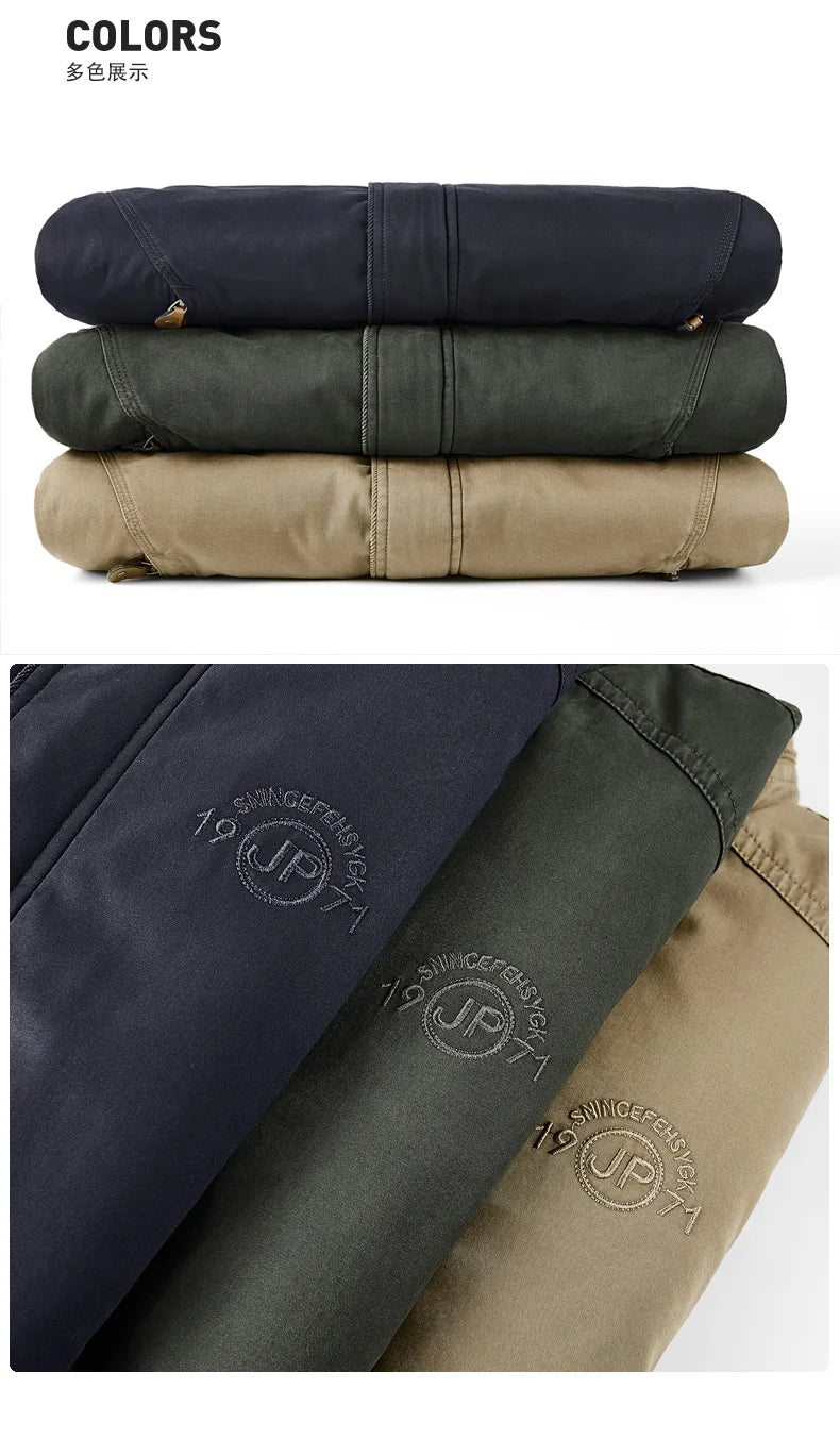 Vintage Thick Wool Parka Men's New 2024 Winter Washed Cotton Fleece-lined Warm Work Jacket Outdoor Camping Hunting Velvet Coats