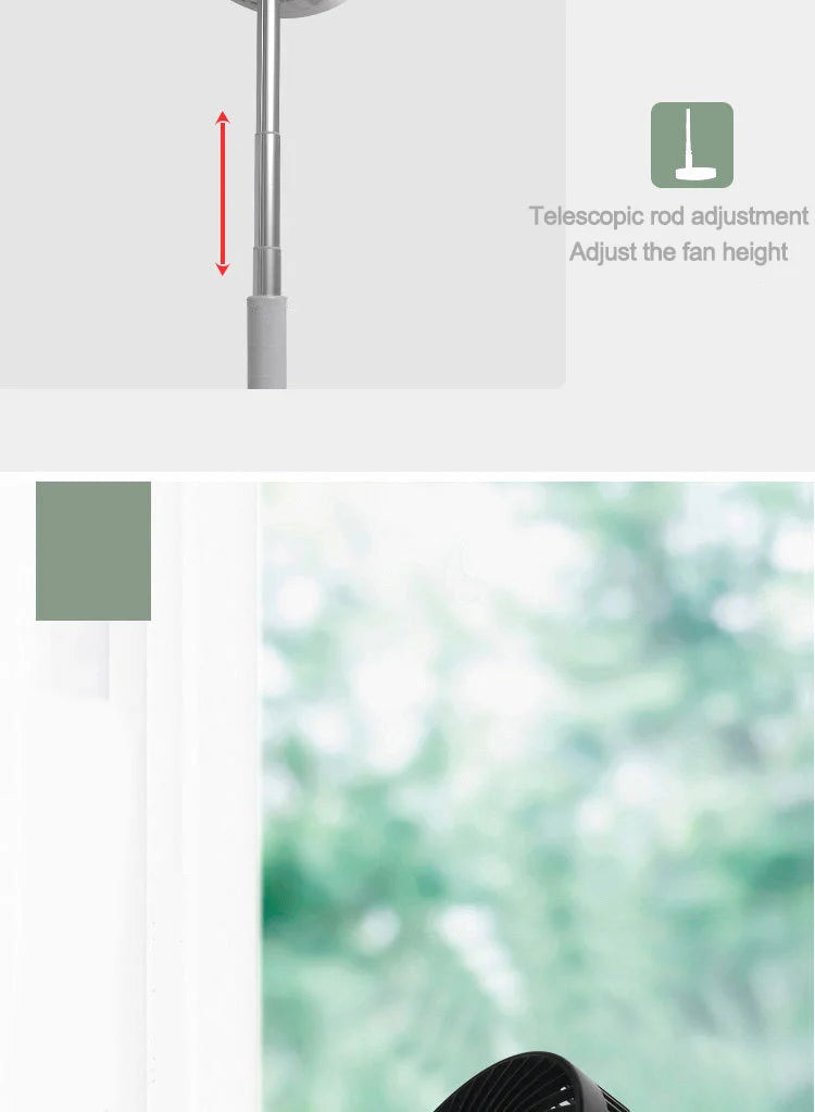 2025 new folding telescopic free adjustment fan charging usb multi-function outdoor portable home desktop floor-standing fan