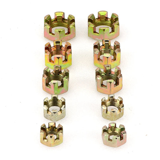 1Pair M10/M12/M14/M16/M20 Hex Slotted Nuts for 50cc-250cc ATV Kart Off-Road Vehicle Quad Bike Rear Axle Ball Joint Parts