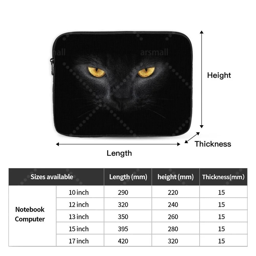 Black Cat Laptop Bag Tablet Notebook Case For Hp Dell Lenovo Computer For Macbook Air Pro Retina 10-17 Sleeve