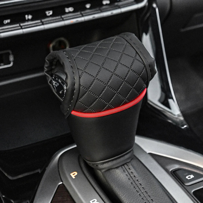 1 funda de cuero sintético para palanca de cambios de coche, protector de pomo de cambio, accesorios interiores de automóvil.