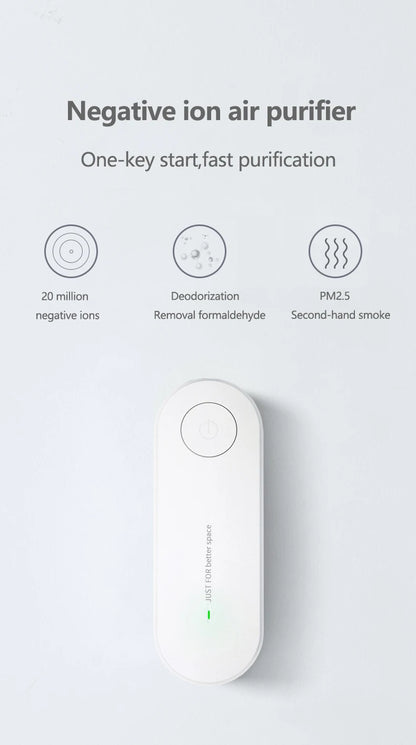 New Portable Air Purifier Anion Air Purification Air Freshener Ionizer Cleaner Dust Cigarette Smoke Remover Toilet Pet Deodor