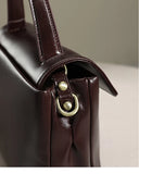 Genuine Leather Top Handle Crossbody Bag for Women Vintage Oil Wax Leather Shoulder Bag Small Luxury Designer Satchel Handbag