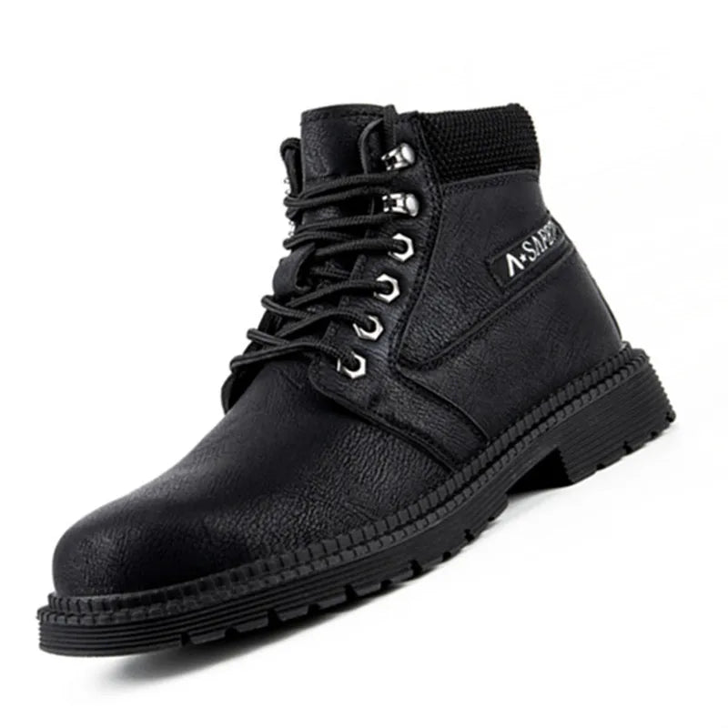 Latest 2023 Waterproof Men Leather Boots Steel Toe Cap Safety Work Shoes Anti Smashing Indestructible Construction Welding Boots