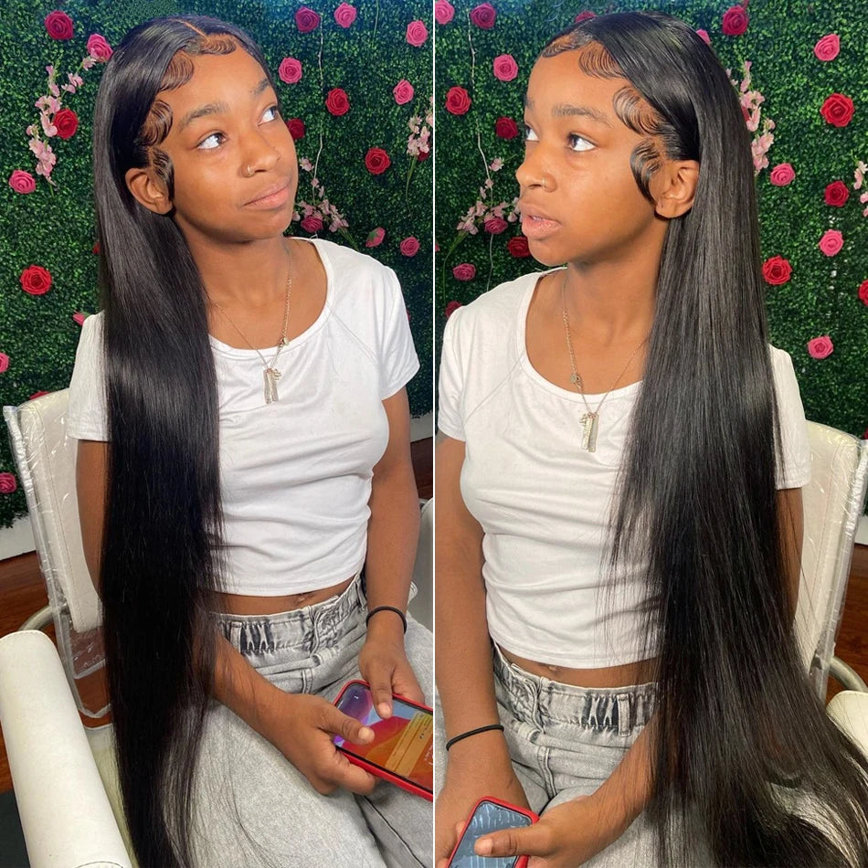 HD Lace Frontal Wig 13x6 13x4 Lace Front Wig Human Hair 30 Inch Bone Straight Transparent Lace Human Hair Wigs 4x4 HD Closure Wig