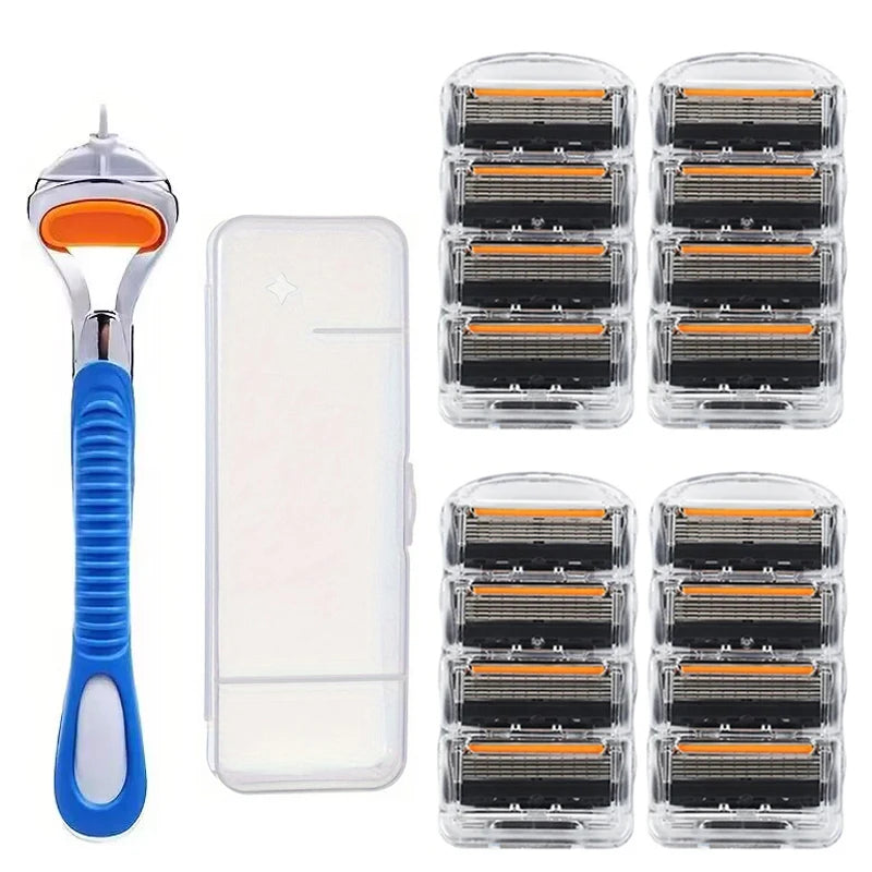 Old-fashioned Genuine Fusion Razor for Men Face Hair Shaving Removal Safety Manul Shaver Replacement Razor Blades Cassettes
