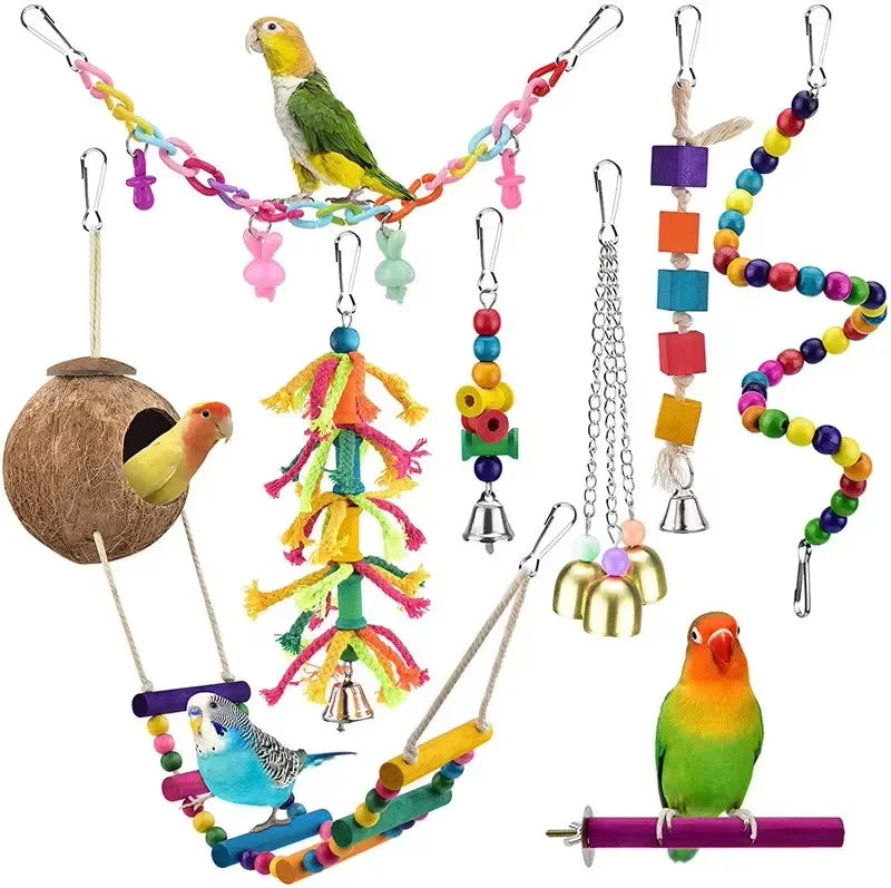 Parrot Toy Set, Bird Supplies, Bird Supplies, Ferrules, Bird Toy Combination Set