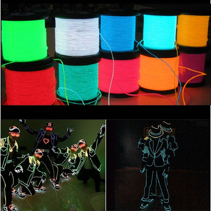 10/5/3/1M EL Wire Light Strip Battery USB Switch Neon Glowing String Lights DIY Rope Tube Halloween Blacklight Multicolor Decor