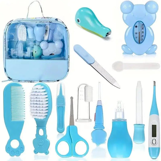 Kit de cuidado y salud para bebés, conjunto de cuidado de seguridad para guardería de recién nacidos, conjunto de cuidado de la salud con peine para el cabello, cortaúñas, aspirador, limpiador de nariz