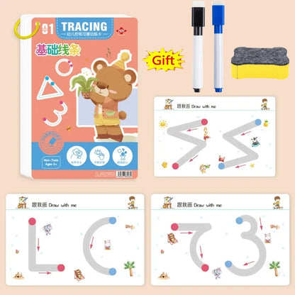 Reusable Magic Practice Copybook Control Training Book Magical Tracing Workbook Children Montessori Drawing Education Stationery