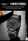 HANNAH MARTIN Brand Men Watch Black Stainless Steel Waterproof Fashion Sports Multifunctional Quartz Wristatch Relogio Masculino