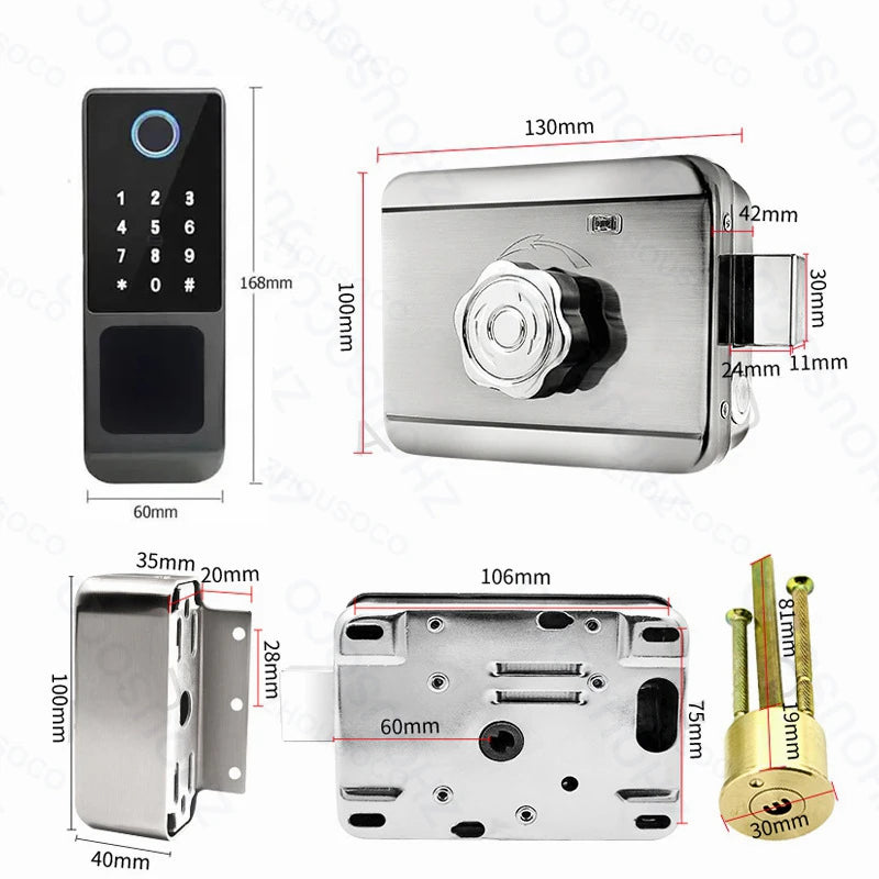 Tuya WIFI Double Side Fingerprint Lock Waterproof Outdoor Gate Passcode Rfid Card Keyless Smart Door Lock