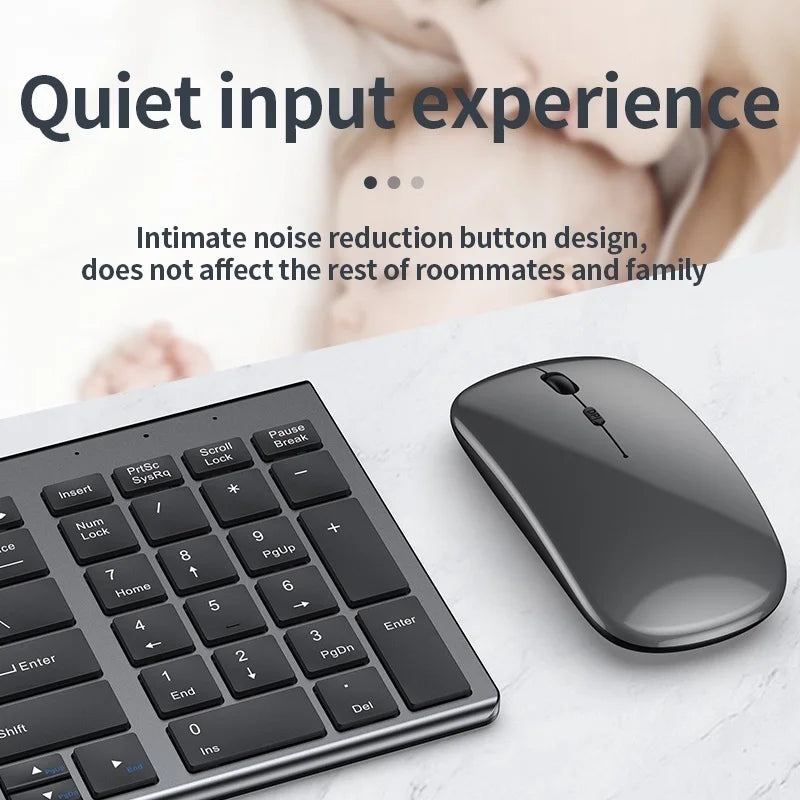 Juego de teclado y ratón Bluetooth recargables Jomaa-Slim, USB 2.4G, inalámbrico, ideal para portátiles y ordenadores. 