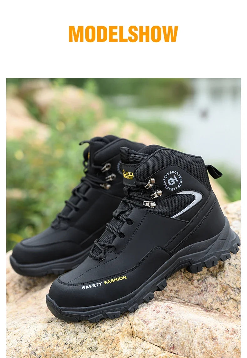 Botas de seguridad impermeables para el trabajo, para hombres y mujeres, indestructibles, antigolpes y antipinchazos, zapatos de seguridad protectores para hombres.