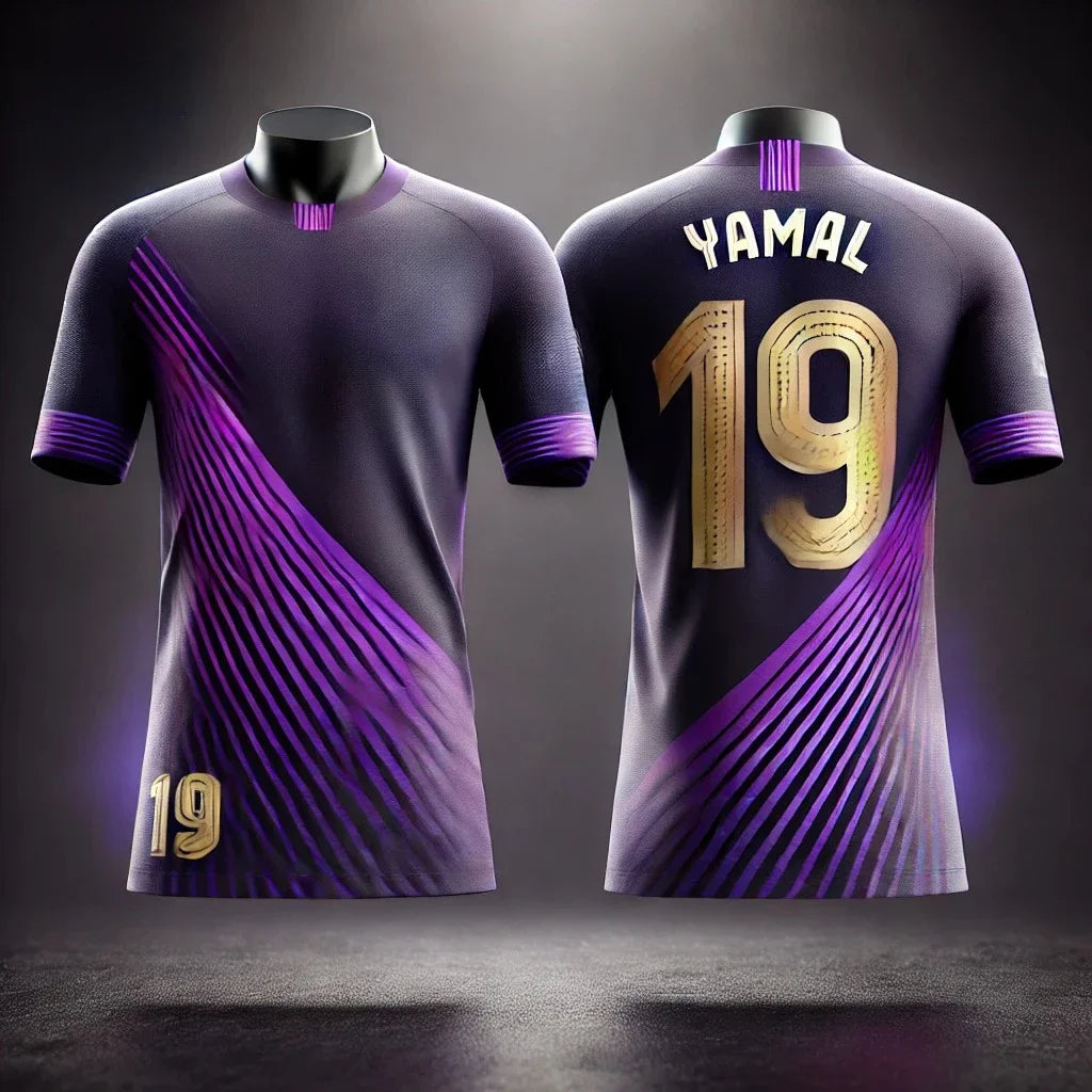 Barcelona Special Edition No.19 Footballer Yamal Short sleeved T-shirt Men's Youth Sports Loose Breathable Quick drying Shirt