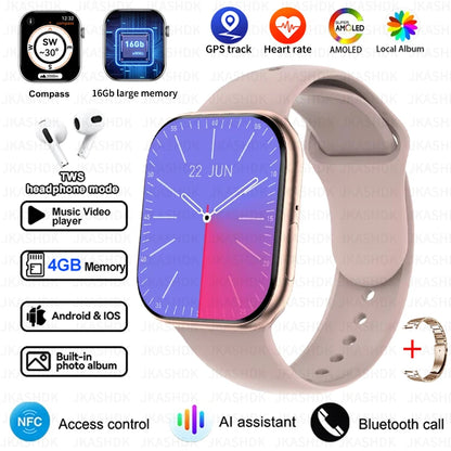 New For Apple Watch 10 GPS NFC Smart Watch Men Women Wireless Charging BT Call Waterproof HD AMOLED Smartwatch For Android IOS