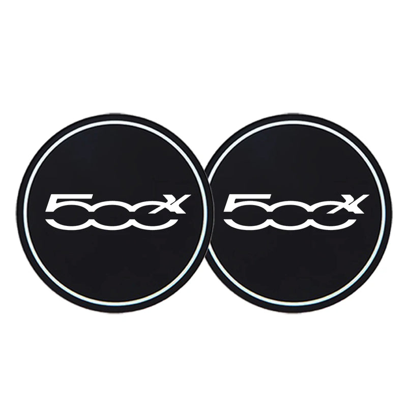 2 alfombrillas de goma antideslizantes para taza de agua de coche, impermeables, para Fiat 500, 500C, 500X, 500L, Abarth 695, accesorios para coche.