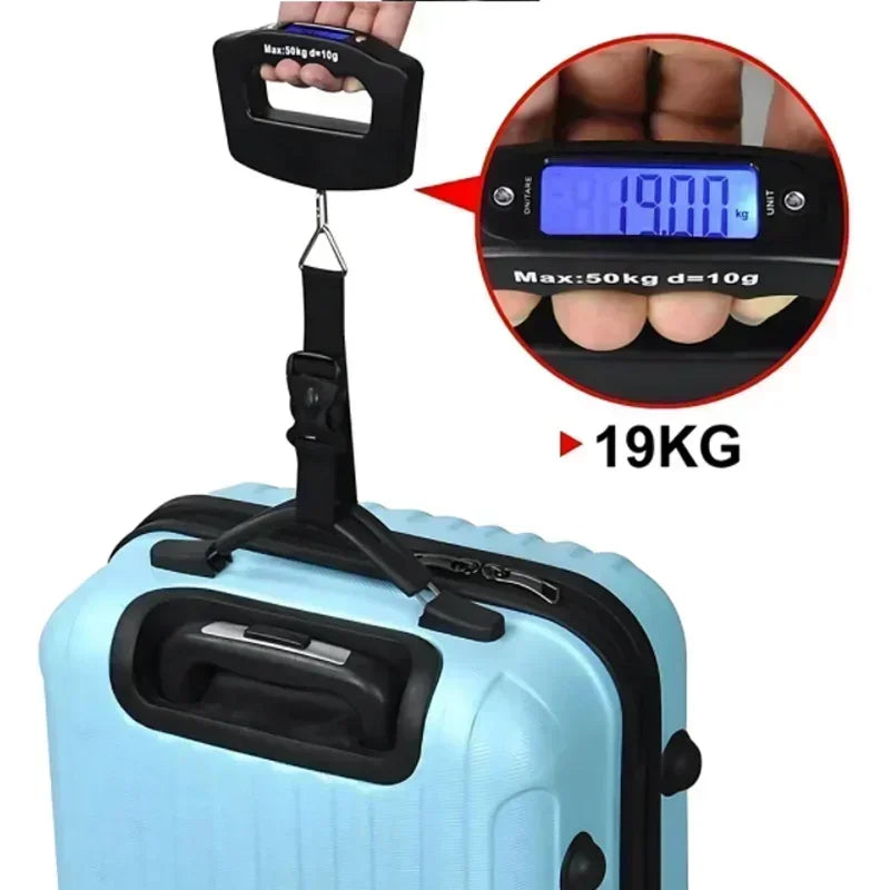 Báscula digital para equipaje, electrónica, portátil, para viajes, con retroiluminación, para colgar maletas.