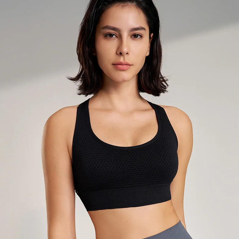 Ropa interior deportiva transpirable y a prueba de golpes para mujer, sujetador de yoga para correr, entrenamiento, espalda descubierta, push up, para gimnasio y ejercicio.