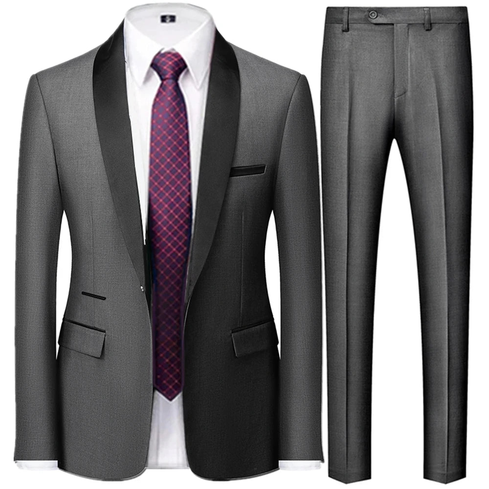 Black Men Autumn Wedding Party Three Pieces Set Large Size 5XL 6XL Male Blazer Coat Pants and Vest Fashion Slim Fit Suit