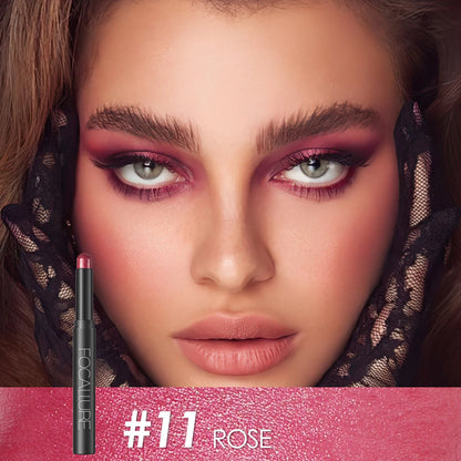 FOCALLURE Lápiz de sombra de ojos perlado de 24 colores, resistente al agua, con brillo, pigmento brillante, delineador en barra, herramientas de maquillaje