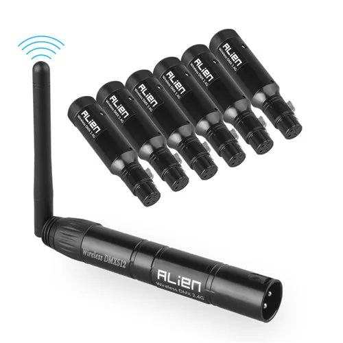 Alien recarregável 2.4g ism sem fio dmx 512 dfi controlador xlr receptor transmissor para discoteca dj festa bar dmx palco par luz