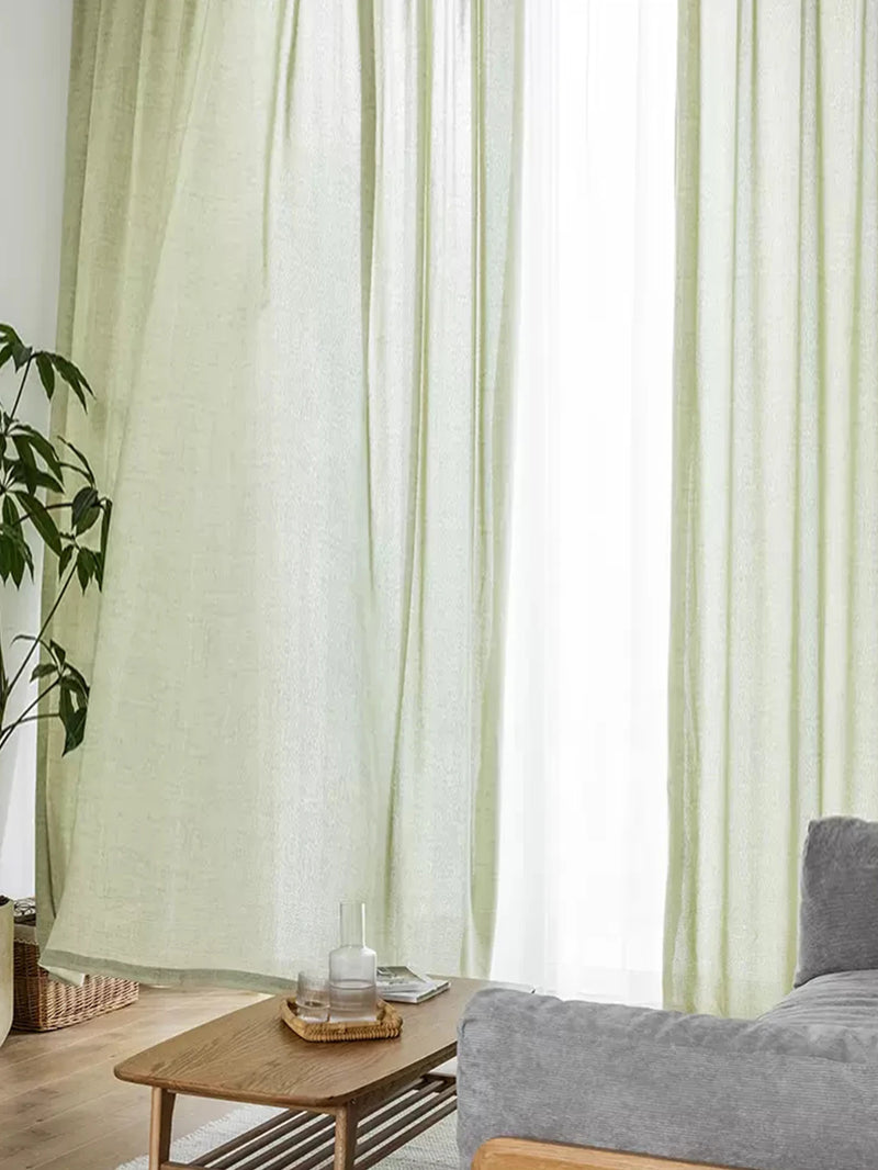 Spring and summer Japanese matcha, green cotton and linen curtains sheer curtains, opaque curtains, luxurious linen for bedrooms
