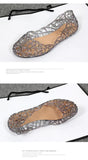 Women's Flat Bottom Plastic Jelly Sandals Hollow out Slip-On Beach Shoes Comfortable Lightweight Summer Footwear