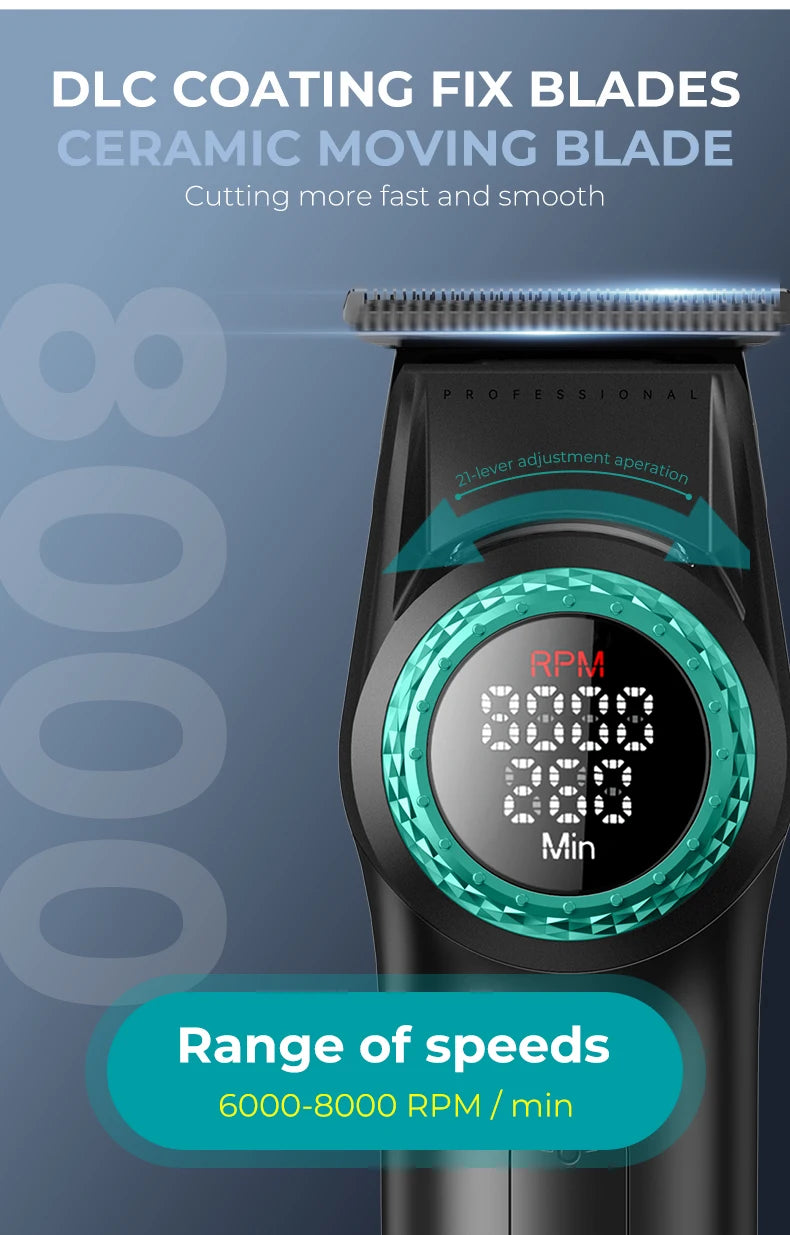 VGR 001 977 new hair trimming set high-end men's hair clipper intelligent digital display electric carving and whitening trimmer