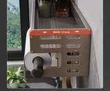 Gunmetal Space Aluminum Kitchen Storage Rack - No-Drill Wall Mounted Multi-Functional Organizer for Spice Jars and Knives