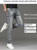 Csmor Lee Men's Jean Autumn Winter Loose-fit Straight-leg Trendy Pants Casual Denim Trousers Men Classic Stretch Jeans Fashion