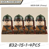 WW2 French Soldier Figure Building Blocks Military War Weapon Medical Officer Army Infantry Warrior Cavalry Gun Bricks Toy Gifts