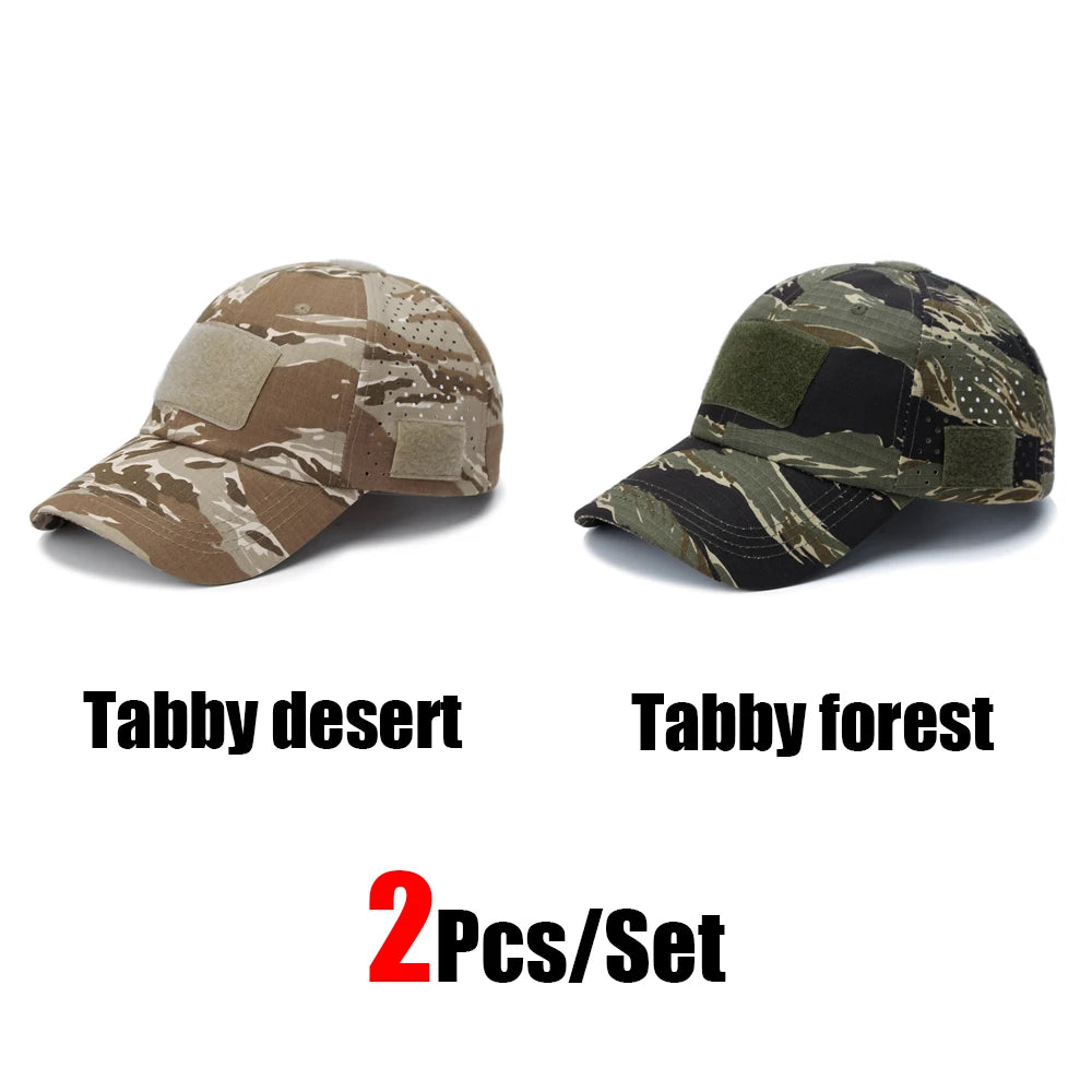 1/2pcs New Men's Camouflage Baseball Cap Breathable Sunscreen Hat Outdoor Sports Hunting Hiking Camping Beach Fishing Sun Hat