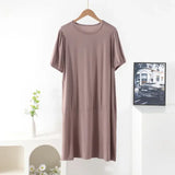 Vestido suelto de manga corta para mujer, de verano, color liso, tallas grandes XL-8XL 