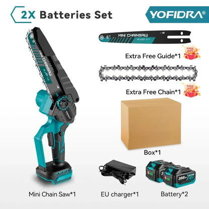 YOFIDRA Brushless 8 inch Electric Pruning Saw Cordless Chainsaw Rechargeable Woodworking Saw Power Tool For Makita 18V Battery