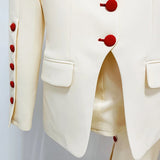 HIGH STREET 2024 Newest Designer Fashion Runway Suit Set Women's Stylish Color Buttons Trim Blazer Slit Pants Suit