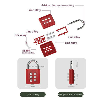 6 Digit Button Combination Password Lock Portable Travel Anti-theft Luggage Backpack Zipper Lock Dormitory Cabinet Padlock