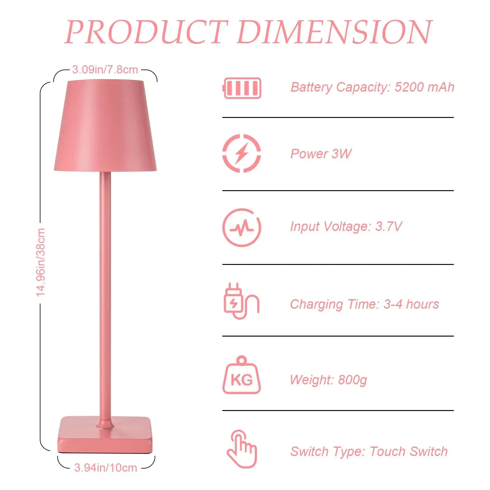 Table Lamp LED Touch Sensor Desktop Night Light Rechargeable Wireless Reading Lamp For Hotel Bar Restaurant Bedroom Decor Light