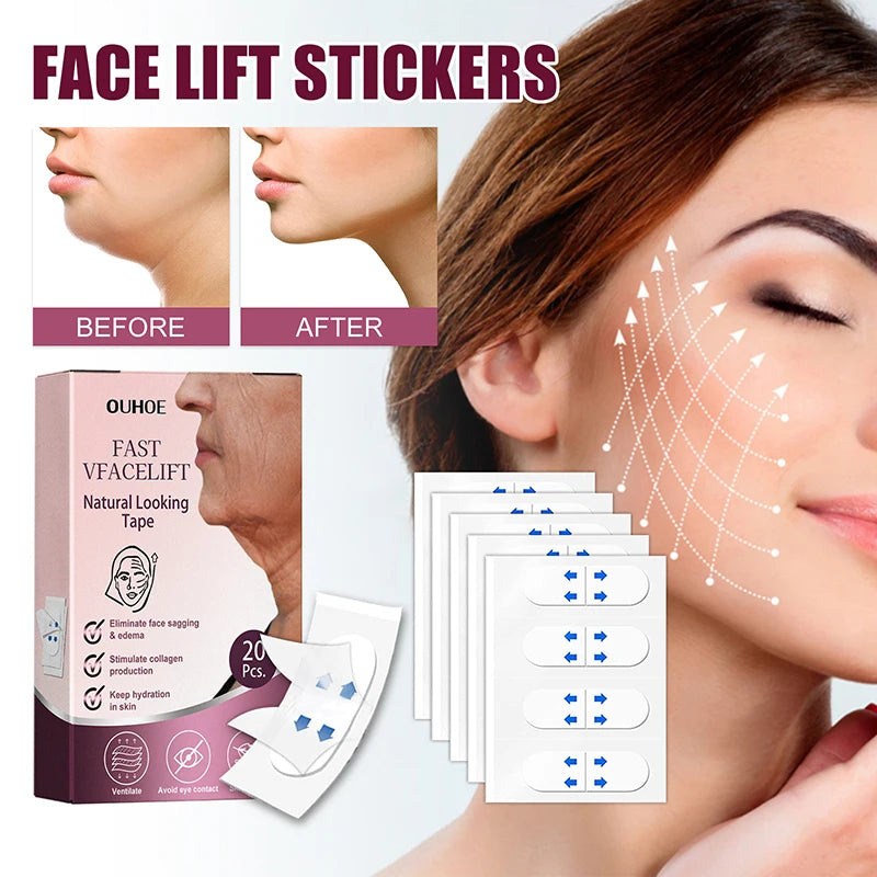 4/20pc Instant Invisible Face Stickers Neck Eye Double Chin Lift V Shape Refill Tapes Thin Makeup Facelifting Patch AdhesivesBan